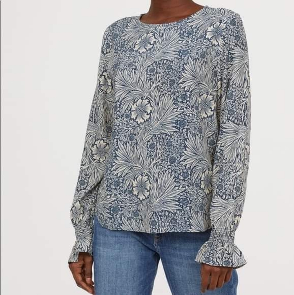 William Morris & co. X H&M Blue Floral Blouse
